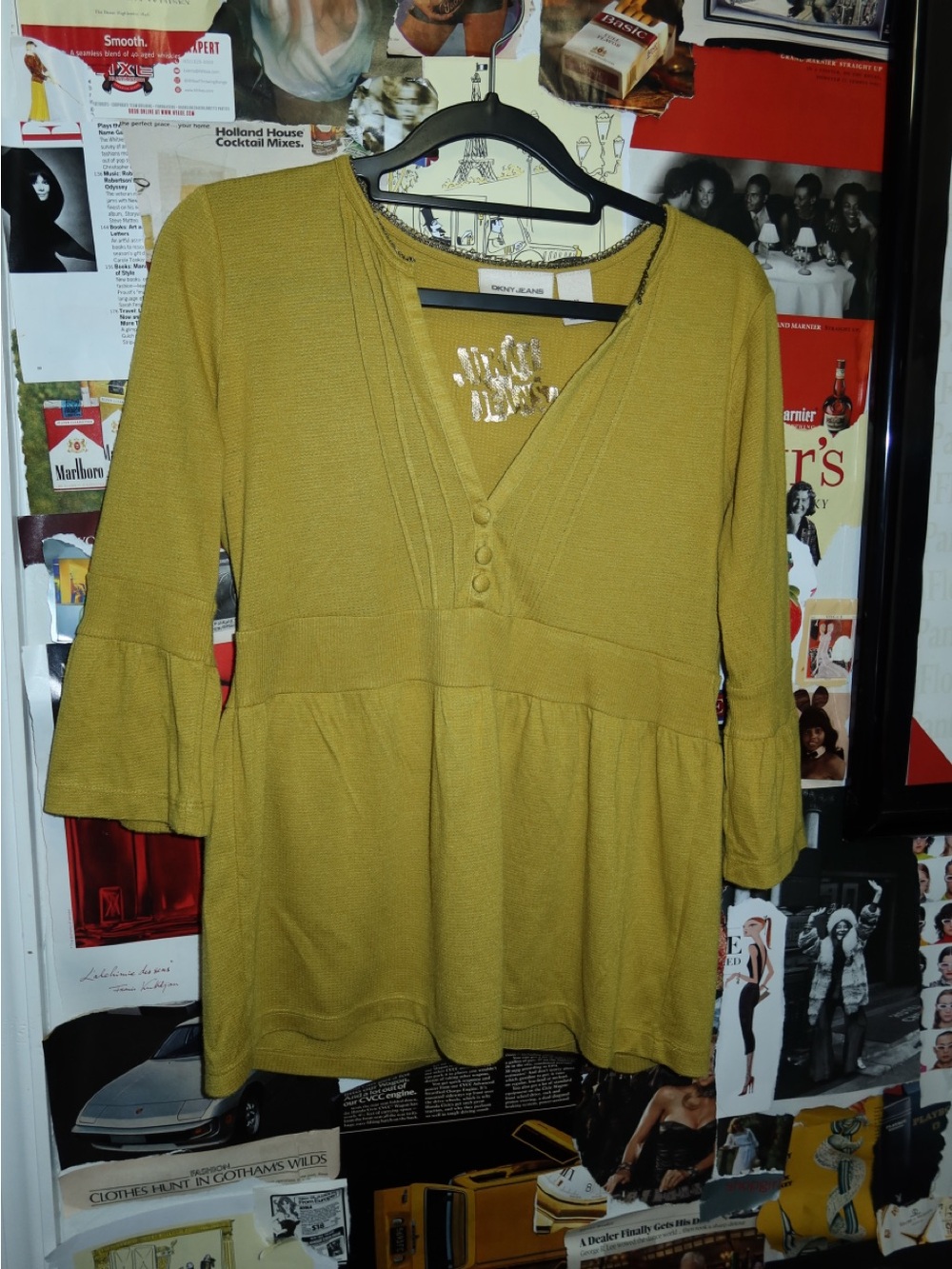 Dkny Mustard Yellow flowy boho top